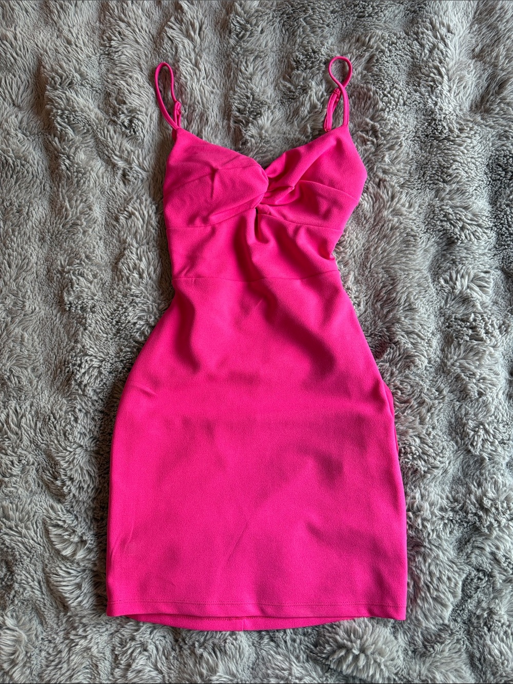 B Darlin Hot Pink Twist-Front Mini Dress